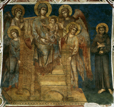 Madonna Enthroned with the Child, St Francis and Four Angels Cimabue